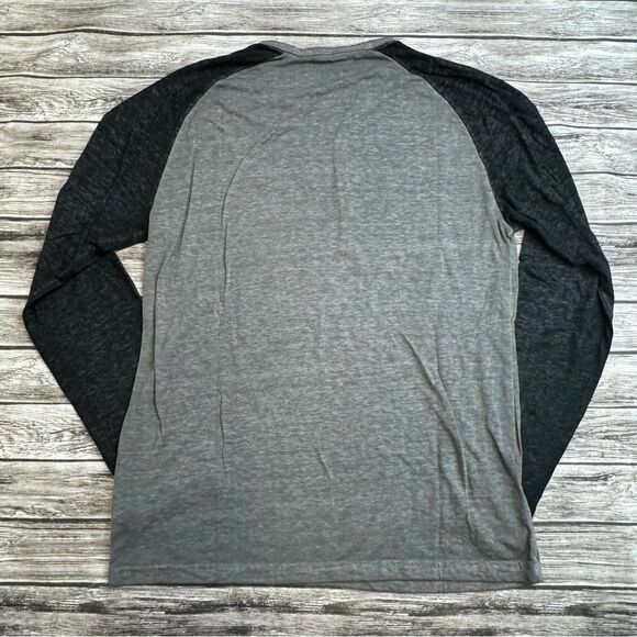 Indigo Star Men's Raglan Sleeve Burnout V Neck Henley Grey Gray Black S SM Small - Picture 2 of 11